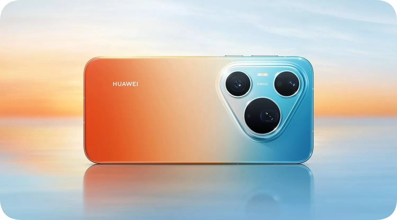 Дизайн Huawei Pura 90s в оранжево-голубом цвете