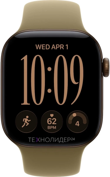 Apple Watch Series 12, 42 мм, Dark Bronze алюминий, ремешок Sport Band оливковый, S/M