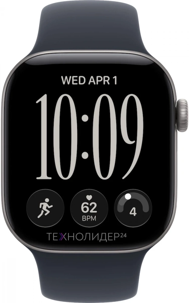 Apple Watch Series 12, 42 мм, серый космос алюминий, ремешок Sport Band синий, S/M