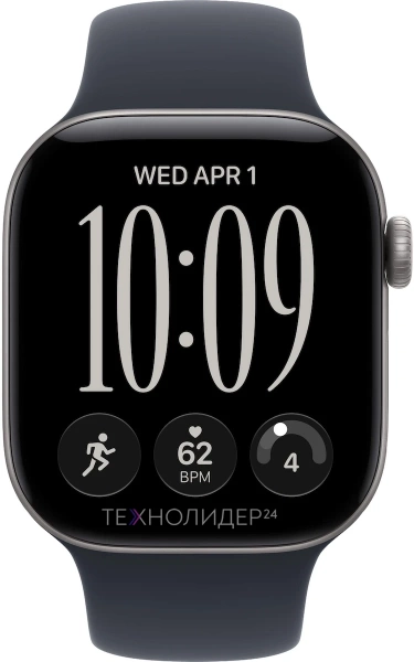 Apple Watch Series 12, 42 мм, серый космос алюминий, ремешок Sport Band синий, S/M