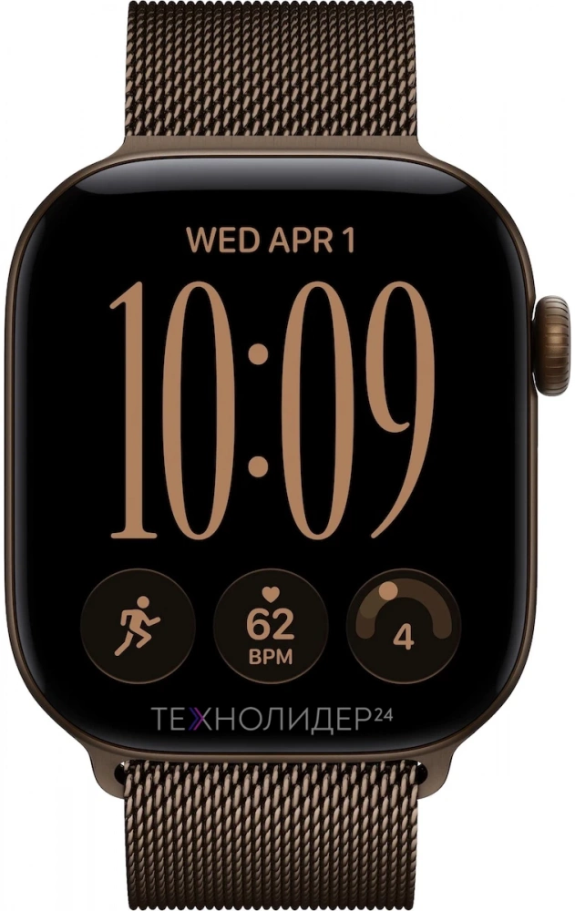 Apple Watch Series 12, 42 мм, Dark Bronze алюминий, ремешок Milanese Loop Dark Bronze, S/M