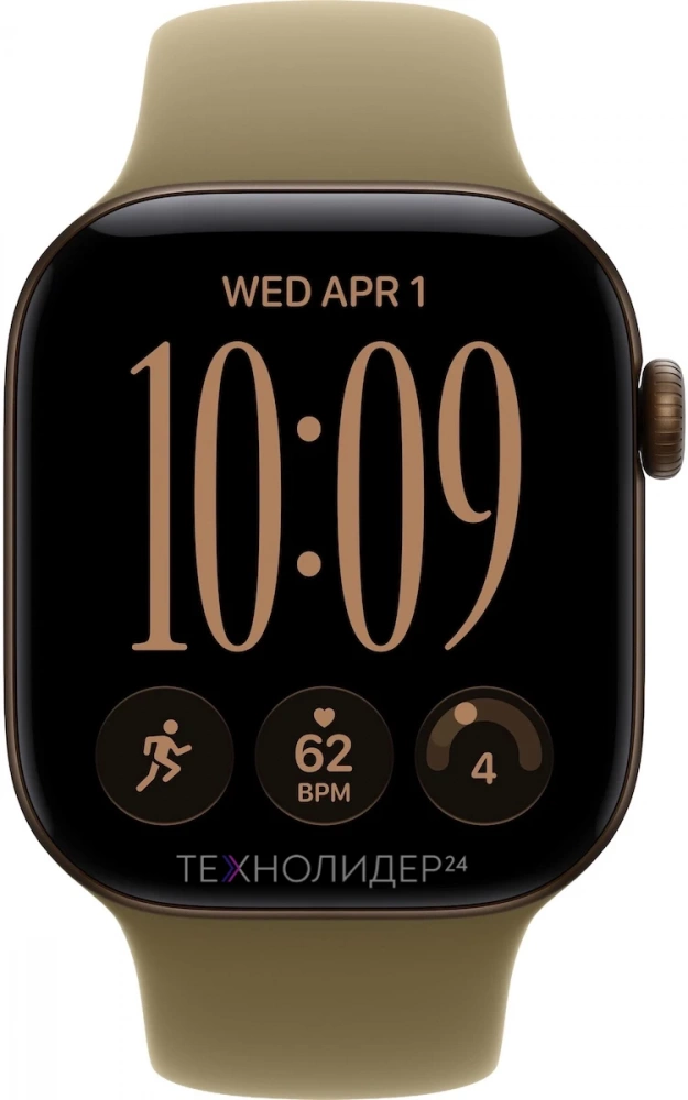 Apple Watch Series 12, 42 мм, Dark Bronze алюминий, ремешок Sport Band оливковый, M/L